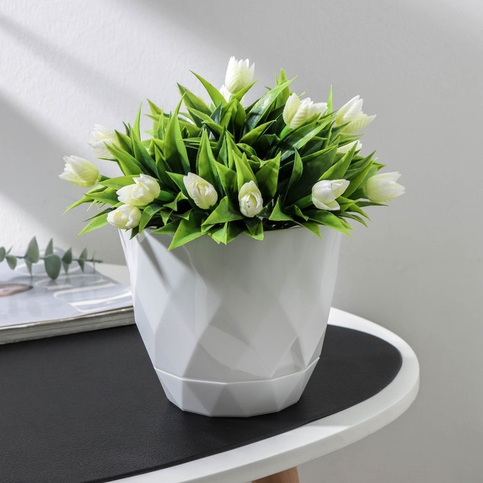 Цветочное кашпо IDIland с поддоном laurel Р00020894 1,3 л белый 1 шт.