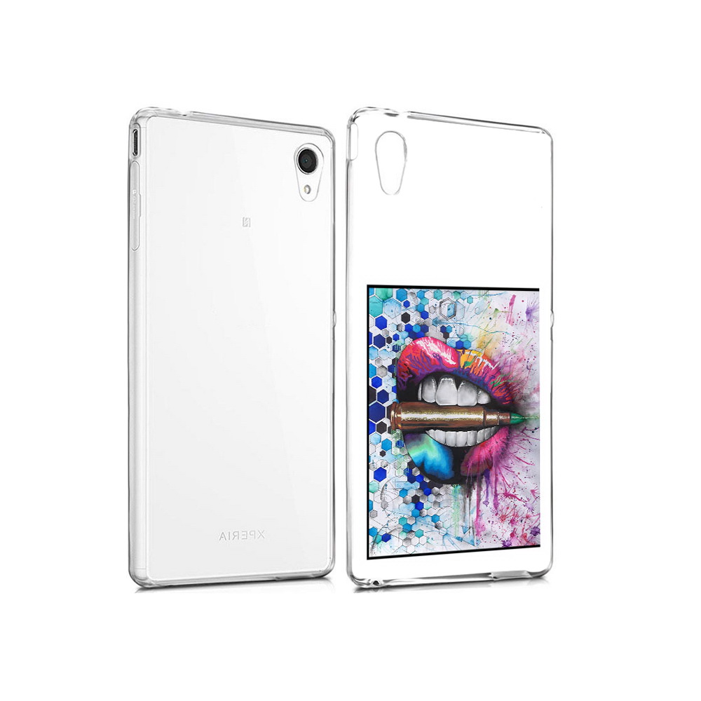 

Чехол MyPads Tocco для Sony Xperia M4 Aqua разноцветные губы с пулей (PT41841.249.571), Прозрачный, Tocco