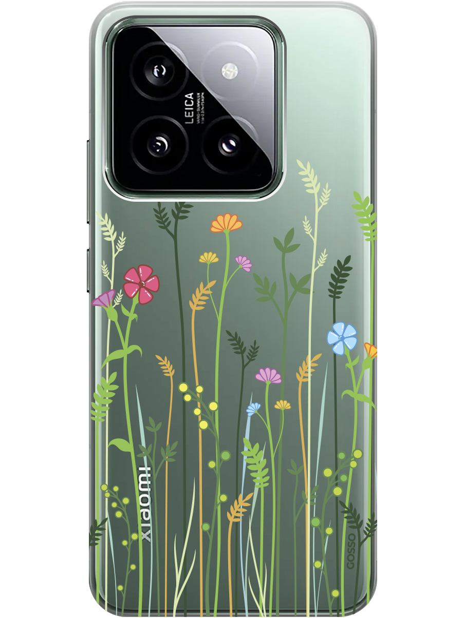 

Силиконовый чехол на Xiaomi 14 с рисунком "Flowers and Fern" прозрачный, Прозрачный;желтый;зеленый;розовый, 20012082