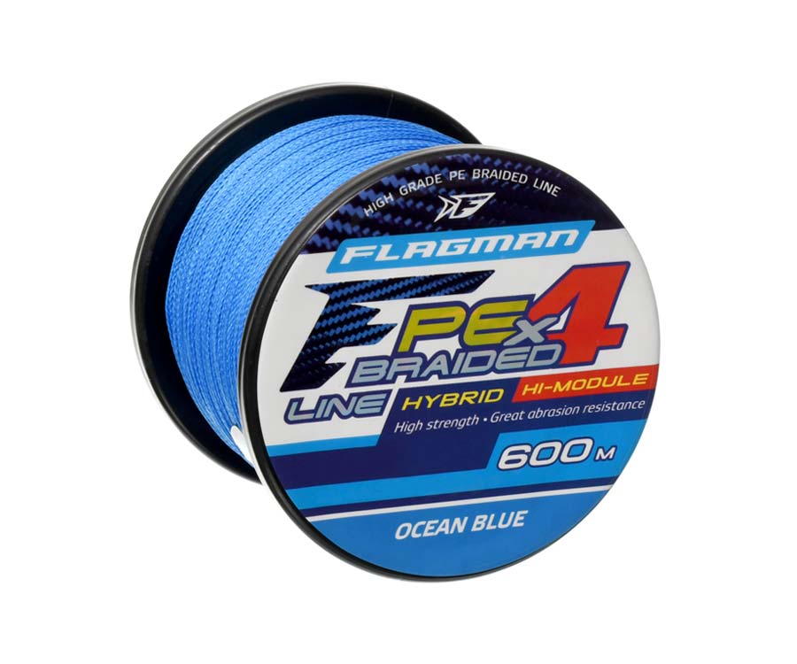 

FLAGMAN Шнур PE Hybrid F4 600м Ocean Blue 0,45мм 29,5кг 65lb, Голубой