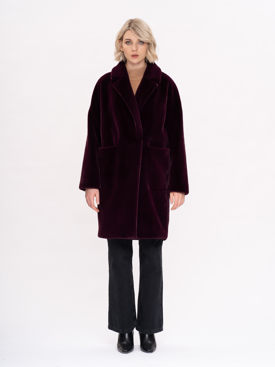 

Шуба женская ALEF 7024/95 бордовая 44 RU, 7024/95