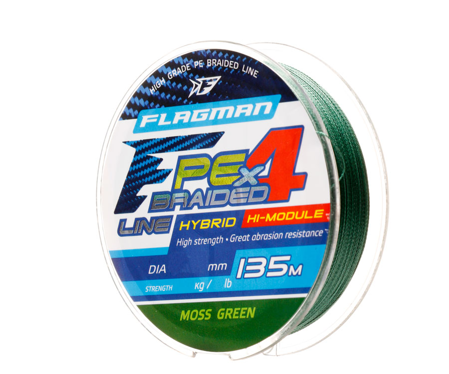 

FLAGMAN Шнур PE Hybrid F4 135м MossGreen 0,14мм 7,7кг 17lb, Зеленый