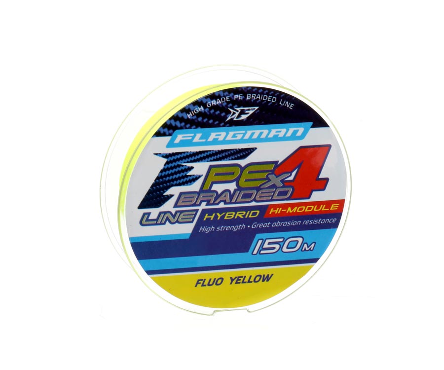 

FLAGMAN Шнур PE Hybrid F4 150м Fluo Yellow 0,26мм 12,7кг 28lb, Желтый