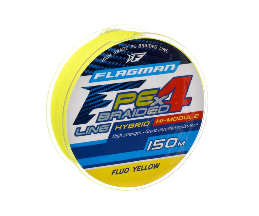 FLAGMAN Шнур PE Hybrid F4 150м Fluo Yellow 0,19мм 10кг 22lb