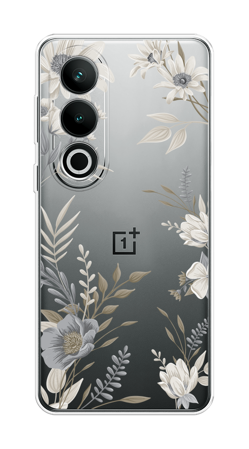 

Чехол на OnePlus Nord CE4 "Цветы сепия", Серый;прозрачный;зеленый;белый, 154750-1