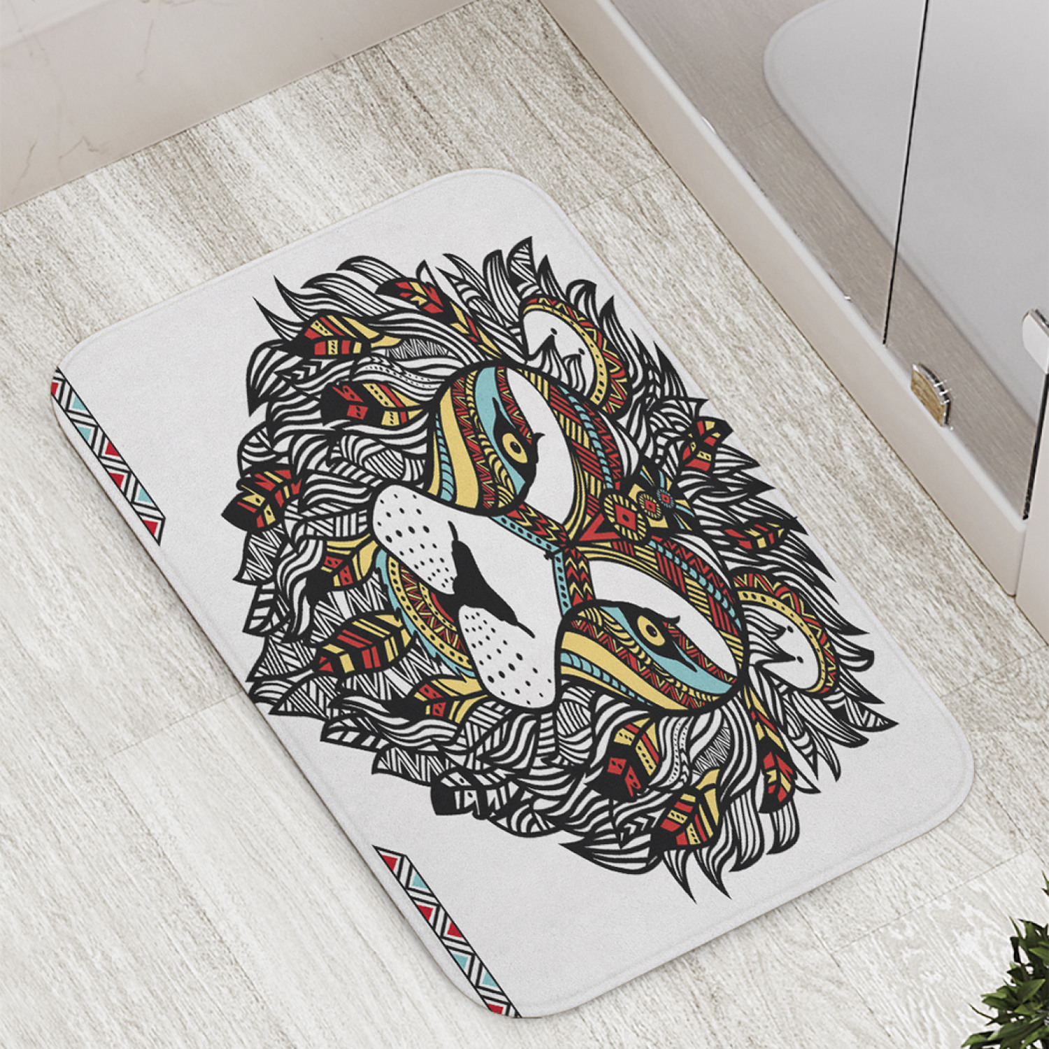 

Коврик JoyArty "Лев в этническом орнаменте" для ванной, сауны, бассейна, 77х52 см, Лев в этническом орнаменте