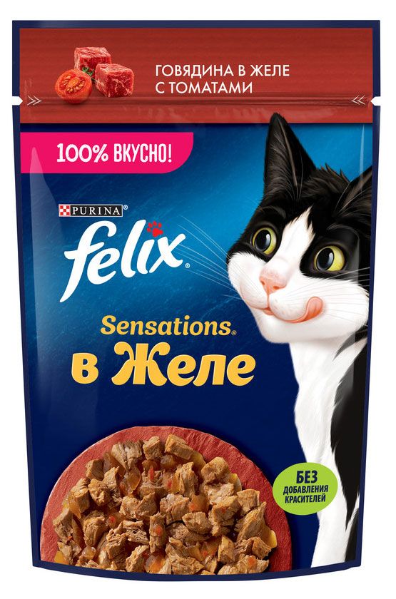 фото Влажный корм для кошек felix sensations говядина с томатом, 75 г