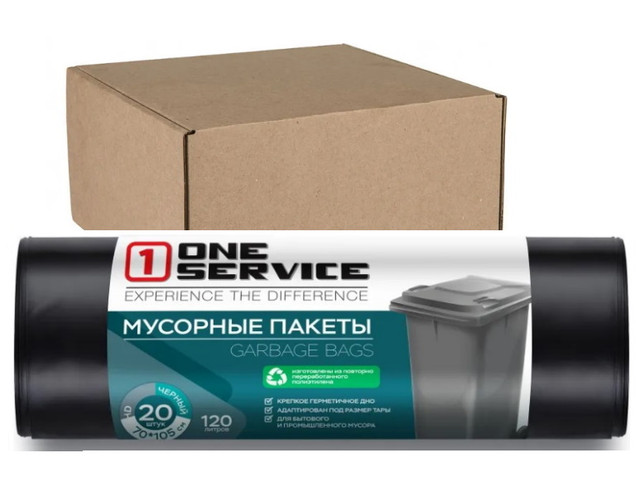 

Пакеты для мусора ONE Service PRO Service 120л Синий 20шт х 15 рулонов коробка, 14410200(16118130)/К15