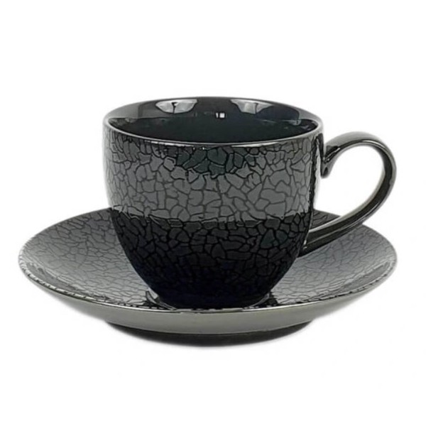 фото Чашка с блюдцем porcelana bogucice zina graphite фарфоровые 16 см