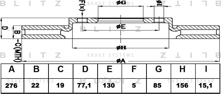 

Тормозной диск BLITZ передниq для Volkswagen LT/Mercedes-Benz Sprinter 96- BS0151