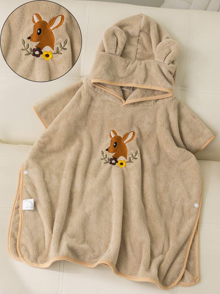 Полотенце пончо детское, 1-6 лет, олень, с капюшоном