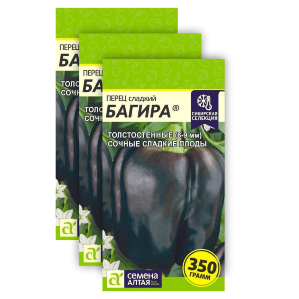 

Семена перец сладкий Багира Семена Алтая 23-01705 3 уп., Комплект Семена Перец сладкий Багира Среднеспелые 0,1 гр. х 3 шт.