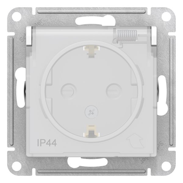 фото Розетка с заземлением с крышкой ip44, systeme electric белая atn440146/7, 7 шт.