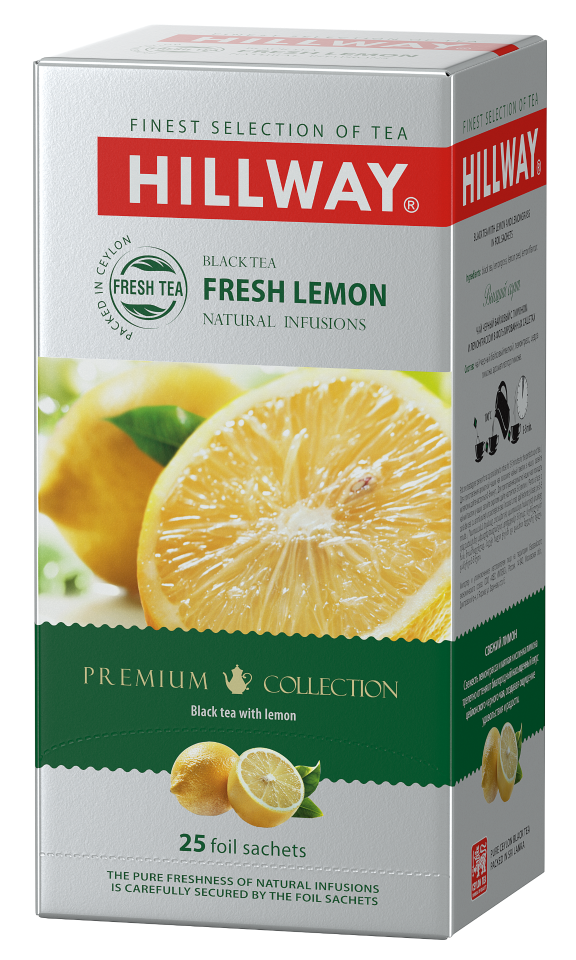 Чай черный с лимоном и лемонграссом FRESH LEMON HILLWAY в сашетах 1,5г*25