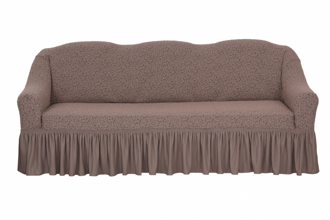 фото Чехол на трехместный диван с оборкой venera "жаккард", цвет тёмно-сиреневый