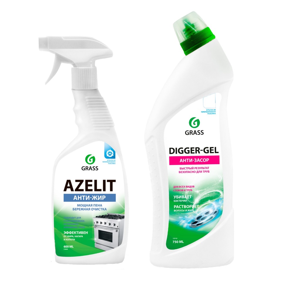 

Grass средство д/кухни Azelit Анти-жир 600 мл + Гель д/чистки труб Digger-Gel 750 мл