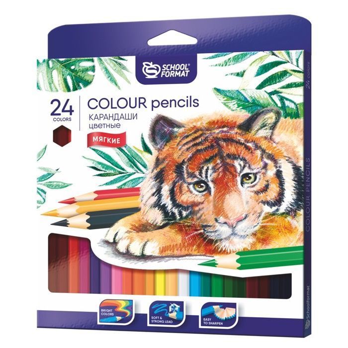 

Карандаши цветные "Animals", шестигранные, 24 цвета