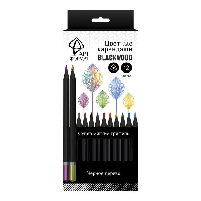 фото Набор карандашей "blackwood", 12 цветов, трехгранные артформат