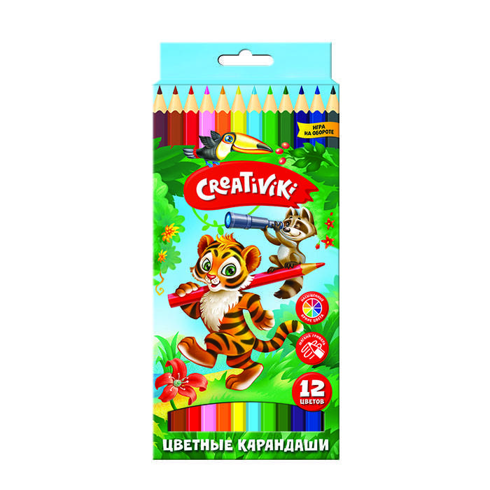 фото Карандаши цветные "creativiki", шестигранные, 12 цветов