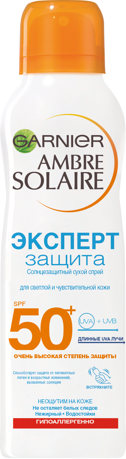 Купить Солнцезащитный сухой спрей Garnier Ambre Solaire Эксперт Защита, SPF50, 200 мл