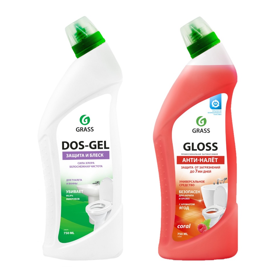 

Grass чистящий гель Dos Gel 750 мл + средство д/ванной и туалета Gloss coral 750 мл