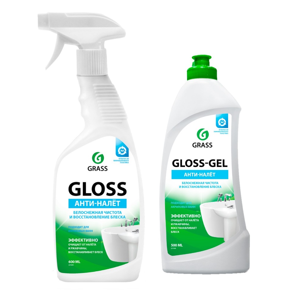 

Набор Grass средство д/ванной Gloss 600 мл +средство от налета и ржавчины Gloss gel 500 мл