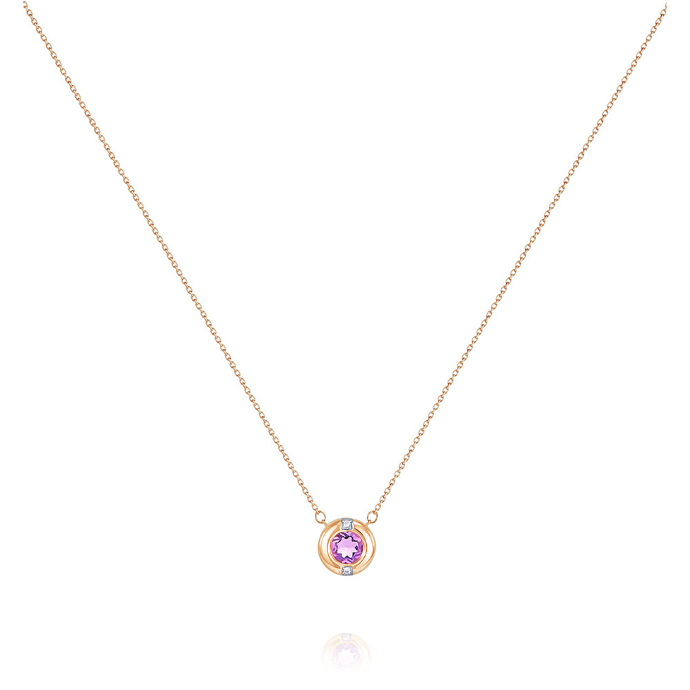 

Колье из красного золота 45 см ADAMAS 84041025/01-А50Д-653, аметист/фианит, 84041025/01-А50Д-653