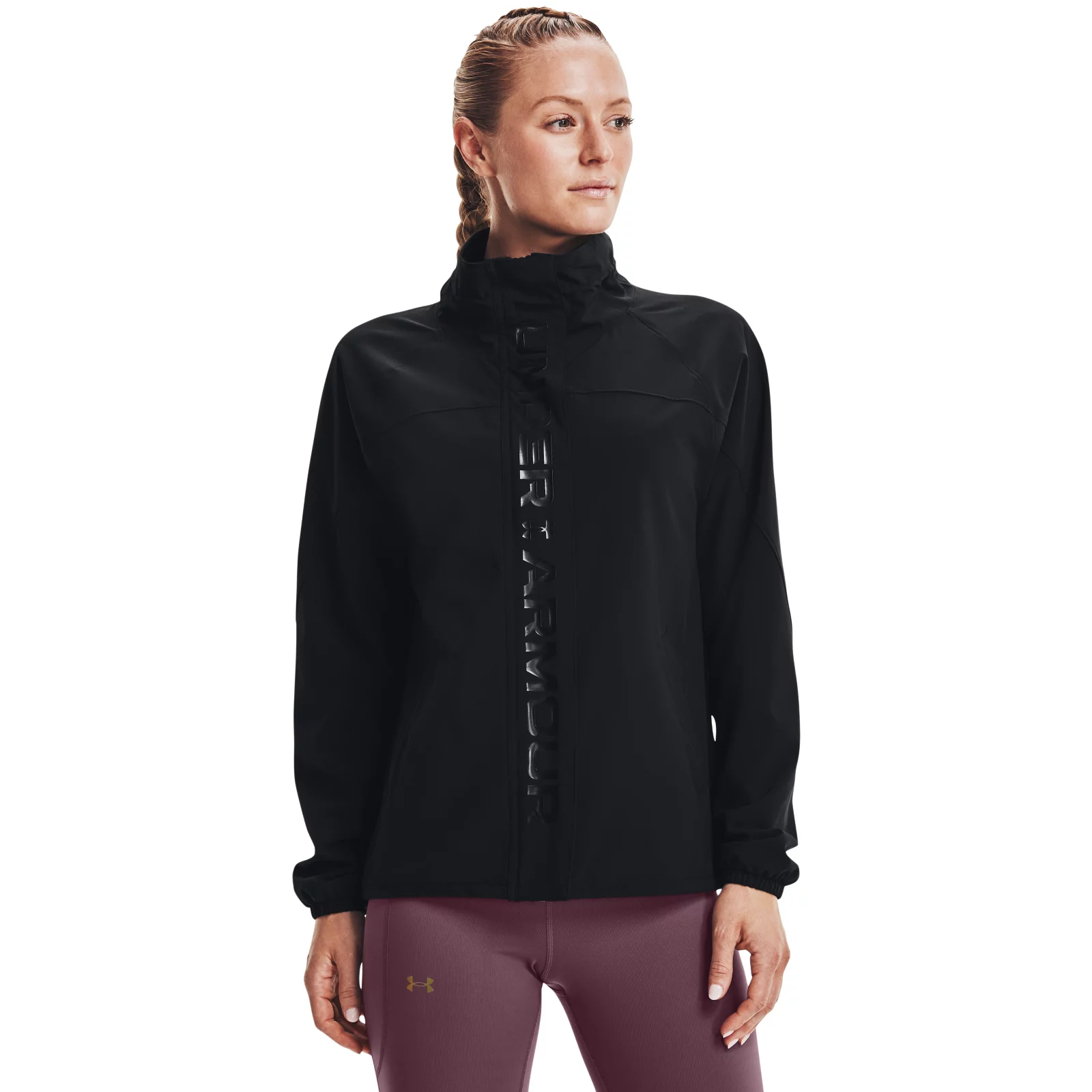 фото Толстовка женская under armour ua rush woven fz jacket черная l