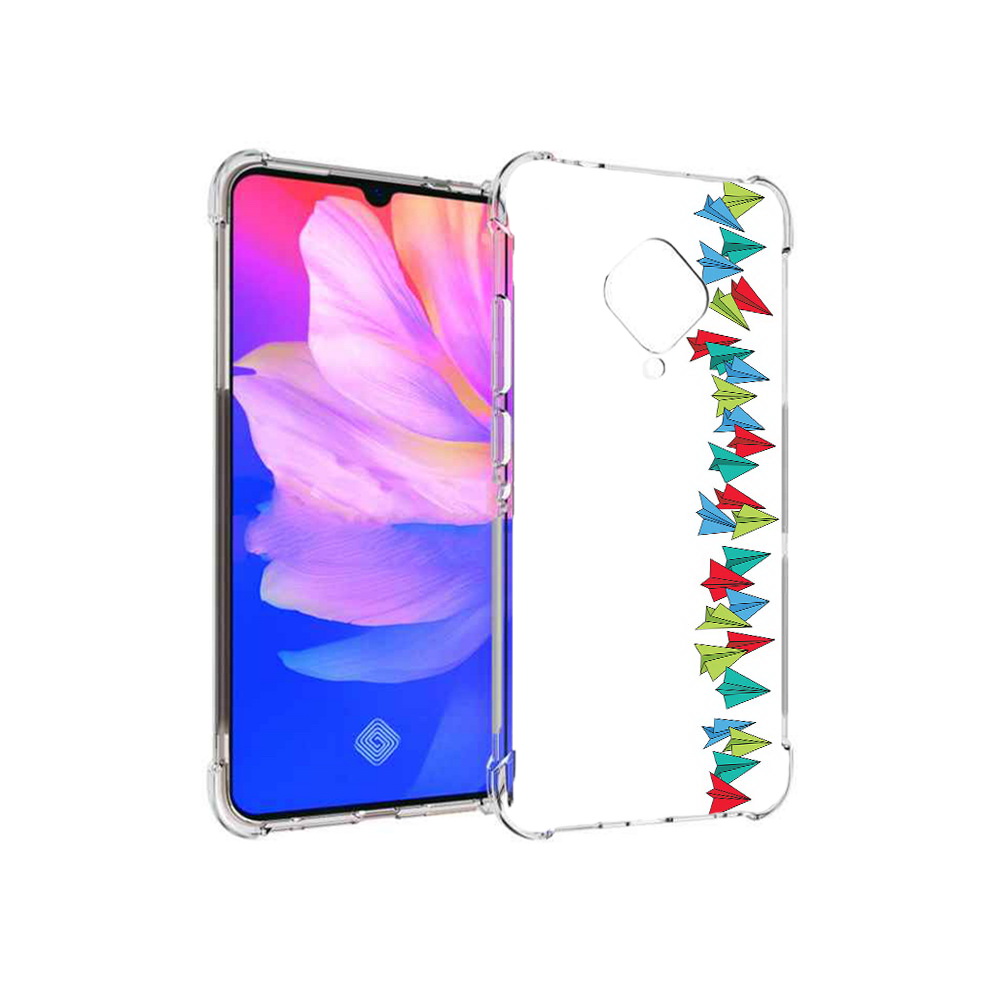 

Чехол MyPads Tocco для Vivo V17 самолетики из листочков (PT147343.378.593), Прозрачный, Tocco