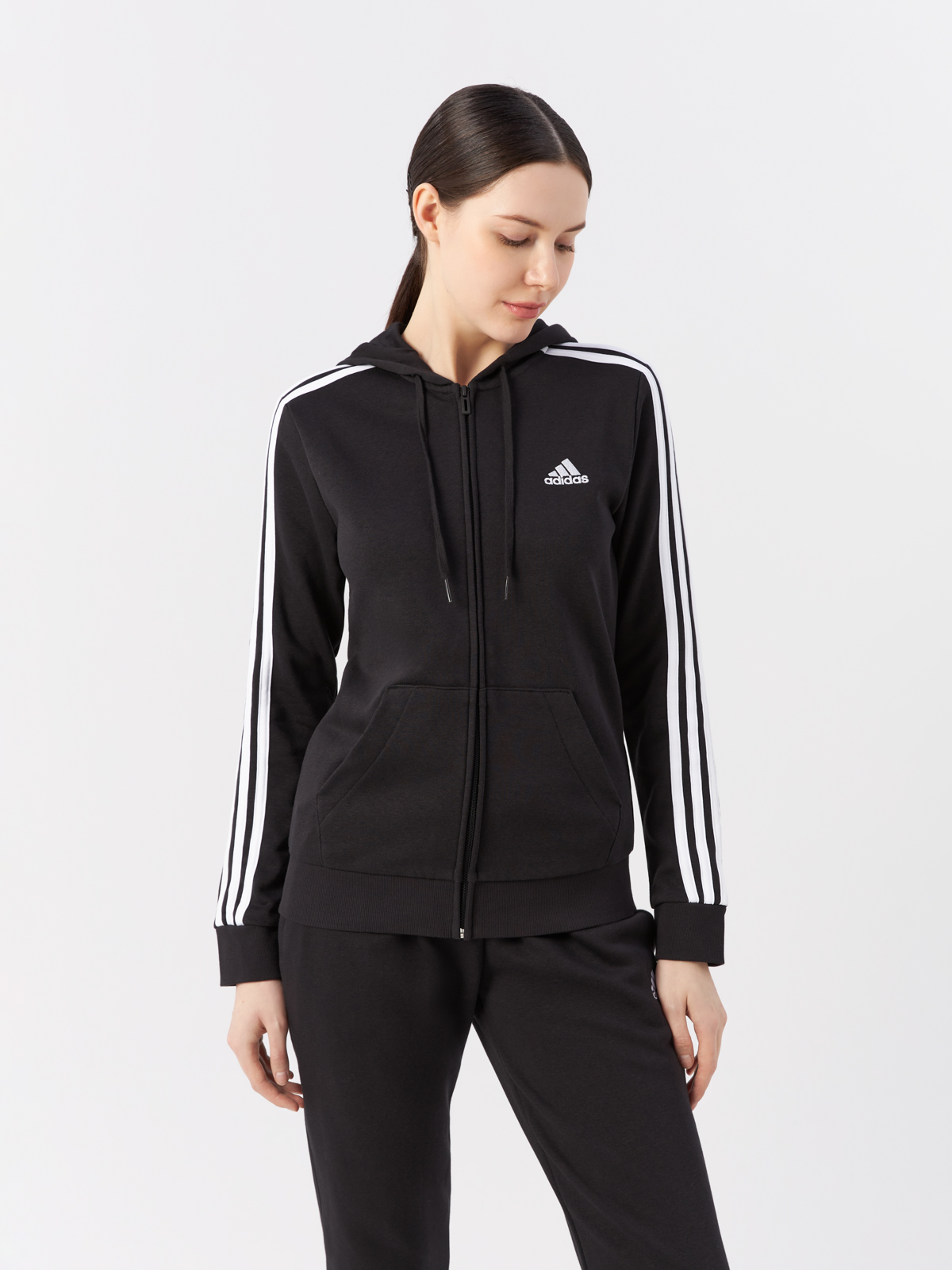 Толстовка женская Adidas Essentials 3-Stripes French Terry GL0792 черная S 4939₽