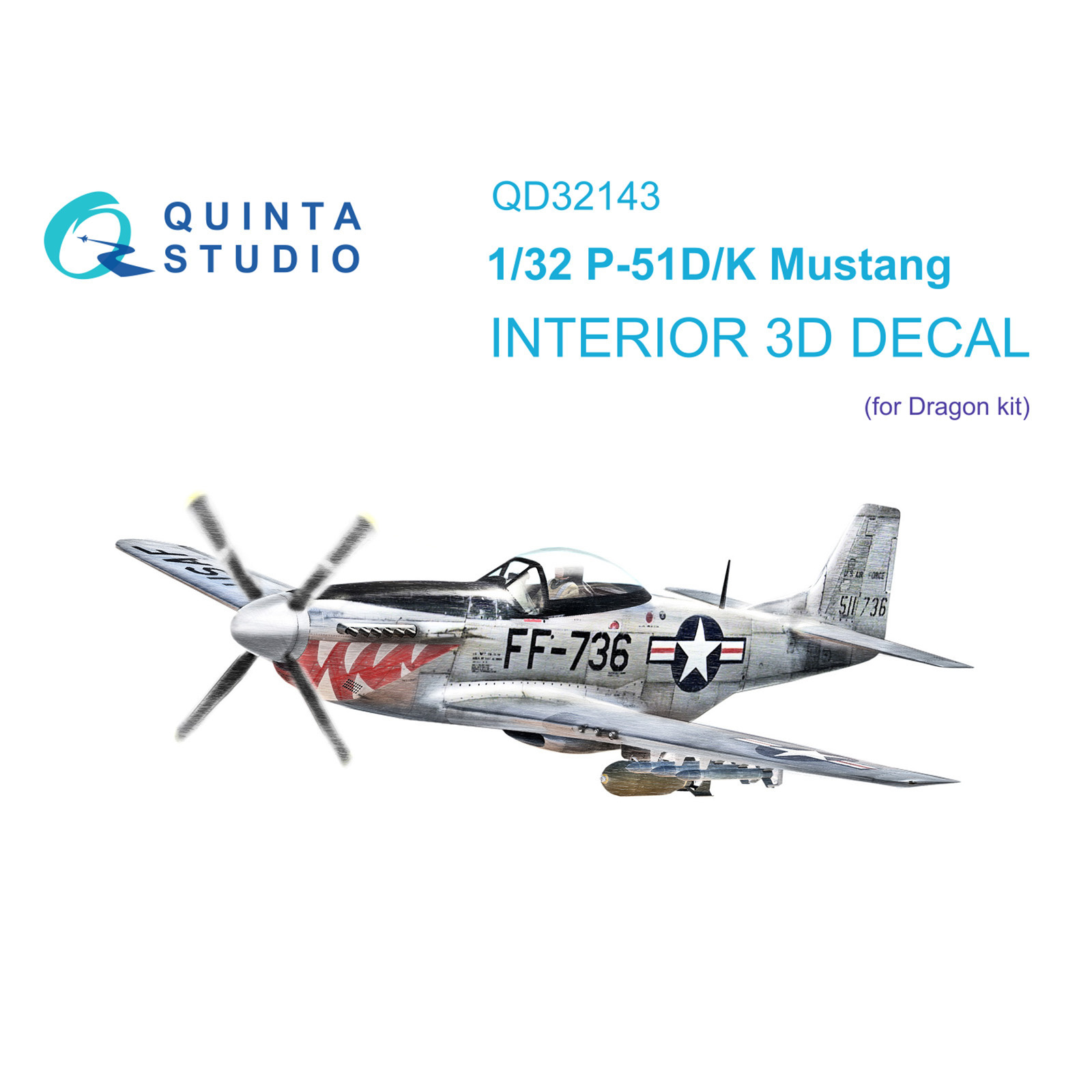 

3D Декаль Quinta Studio интерьера кабины P-51D/K Mustang QD32143, Цветной