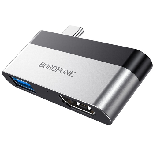 

Адаптер Borofone USB Type C - HDMI (DH2a Silver Black), Серебристый;черный