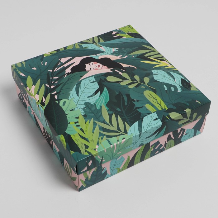 

Коробка подарочная Дарите Счастье Тропики 26 х 26 х 8 см, Зеленый