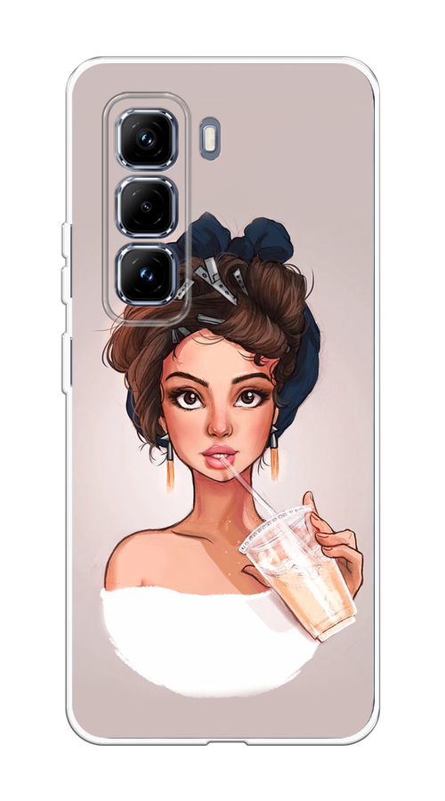 

Чехол на Infinix Hot 50 Pro Plus Девушка с фраппе, Серый, 3107050-1