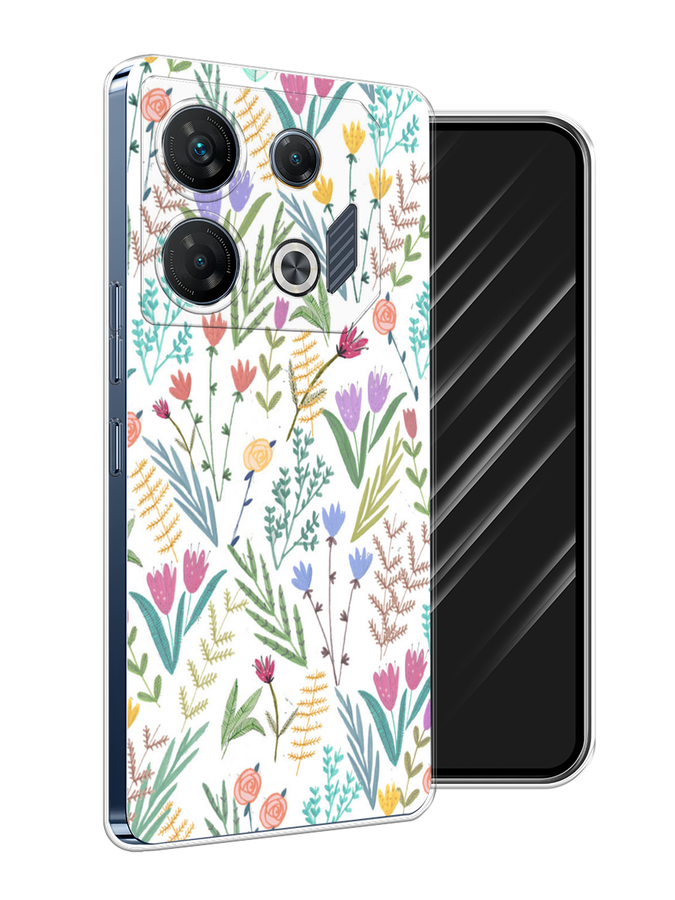 

Чехол Awog на Infinix GT 10 Pro "Полевые цветы рисунок", Белый;зеленый, 3104850-1