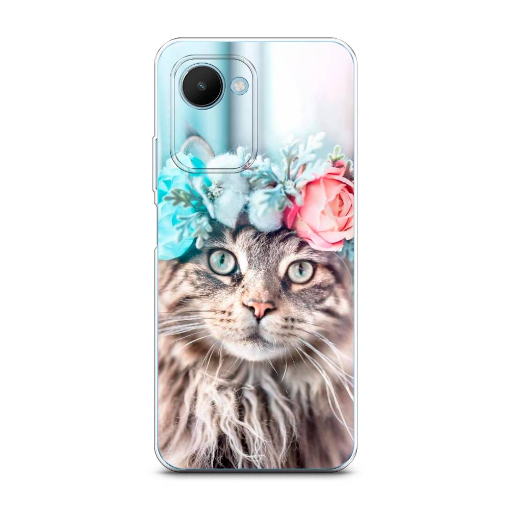 

Чехол Awog на Realme C30S 4G "Кот в венке", Серый;голубой;розовый, 2511650-2