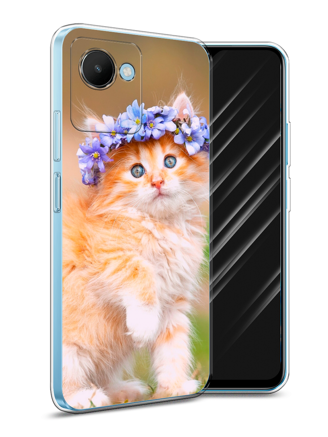 

Чехол Awog на Realme C30S 4G "Рыжий кот в венке", Коричневый;синий, 2511650-1