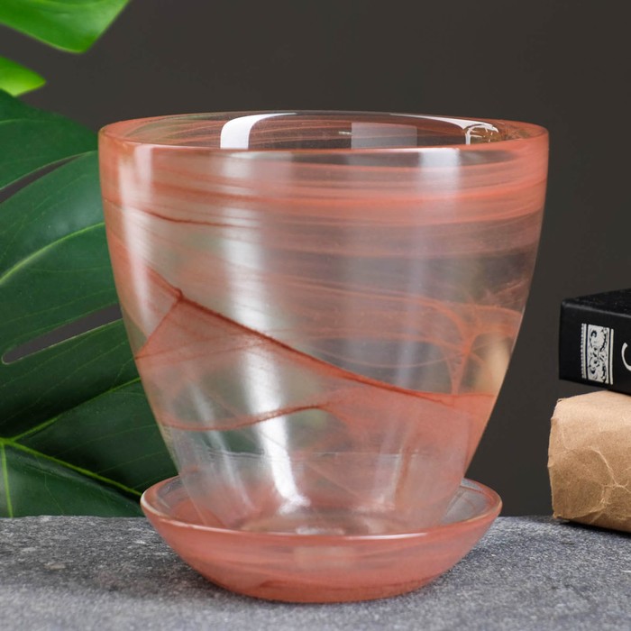 

Цветочный горшок NiNaGlass с поддоном №2 алеб Р00002135 0,85 л коричневый 1 шт., С поддоном №2 алеб
