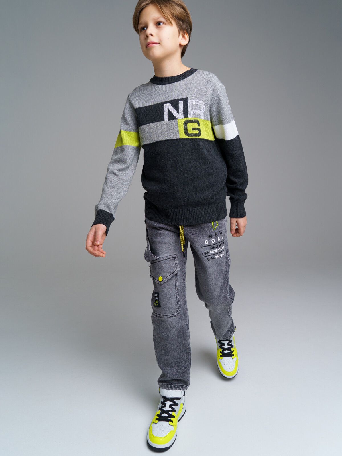 

Джемпер детский PlayToday 12311064, цвет черный, серый, белый, размер 176, 12311064