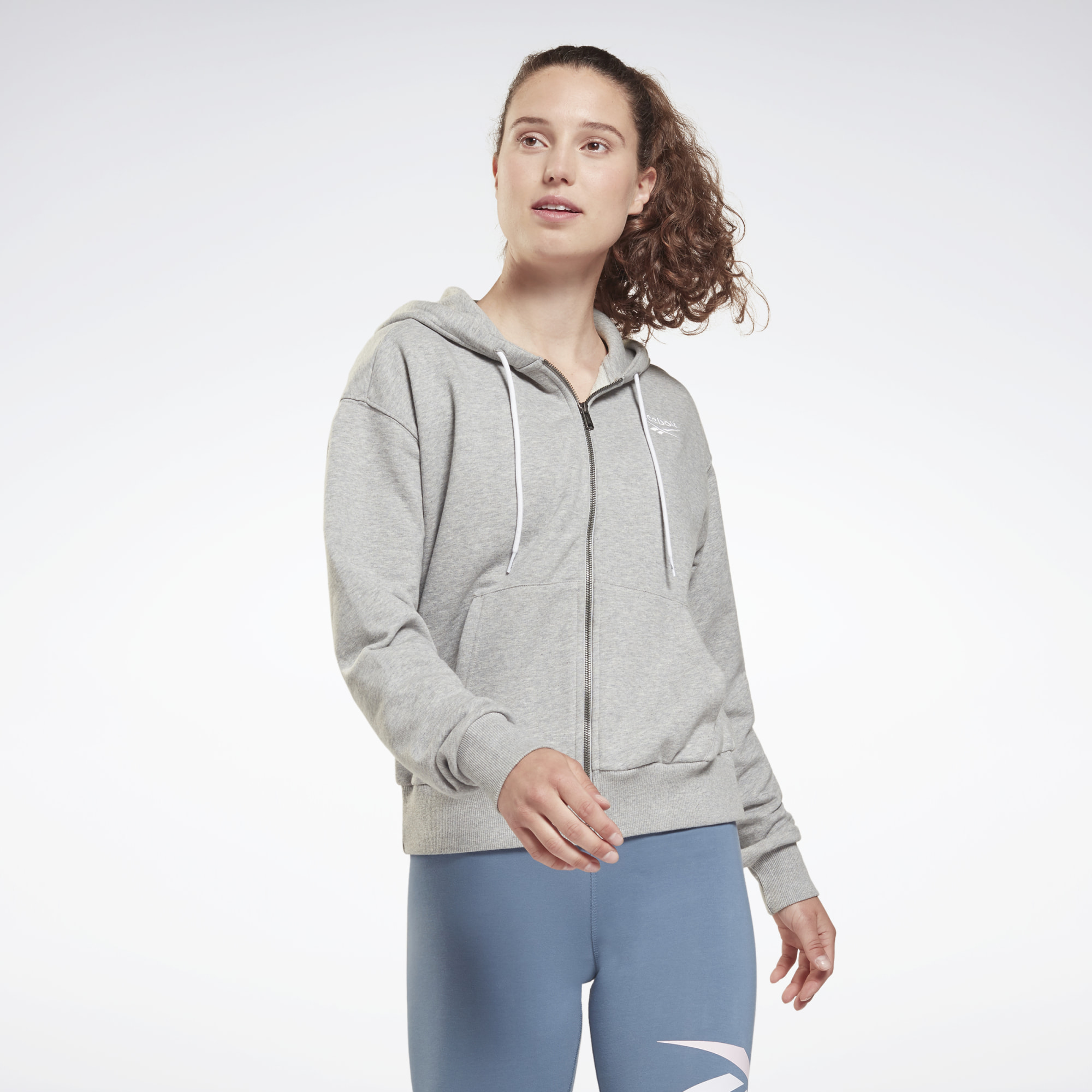 фото Толстовка женская reebok ri french terry full zip серая s