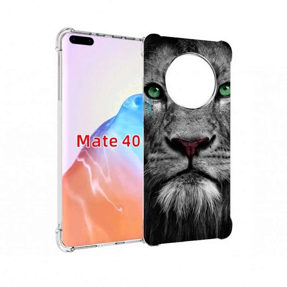 

Чехол MyPads Tocco для Huawei Mate 40 Лев-зеленоглазый мужской, Прозрачный, Tocco