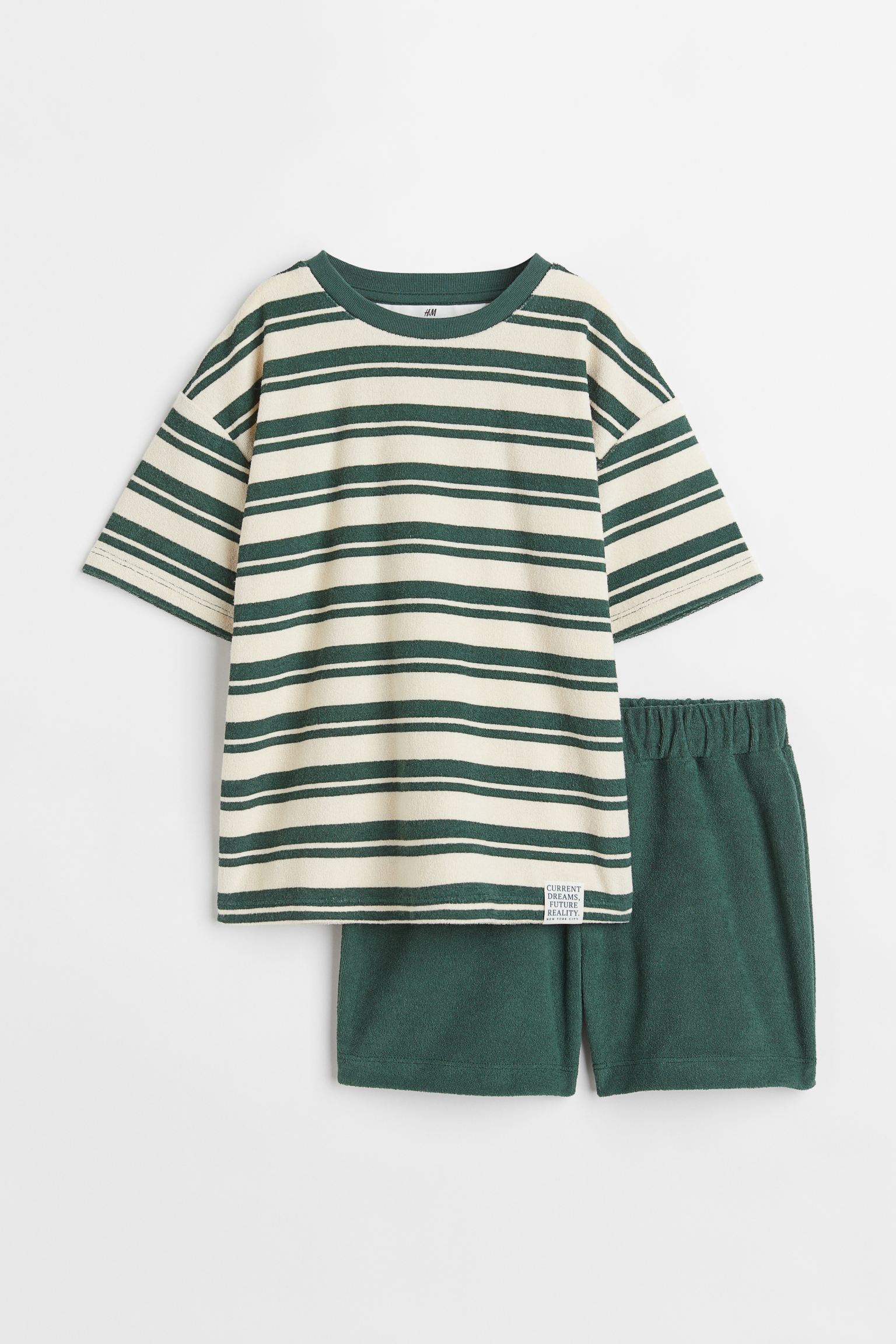 Комплект из 2 предметов махровой ткани H&M 116 зеленый/Полосатый (доставка из-за рубежа)