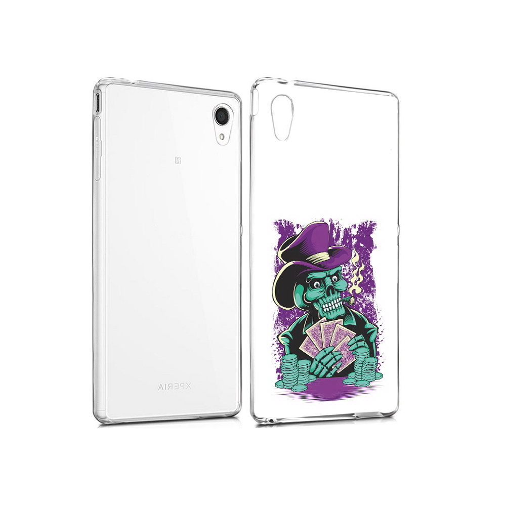 Чехол MyPads Tocco для Sony Xperia M4 Aqua зеленый череп с картами (PT41841.249.361)
