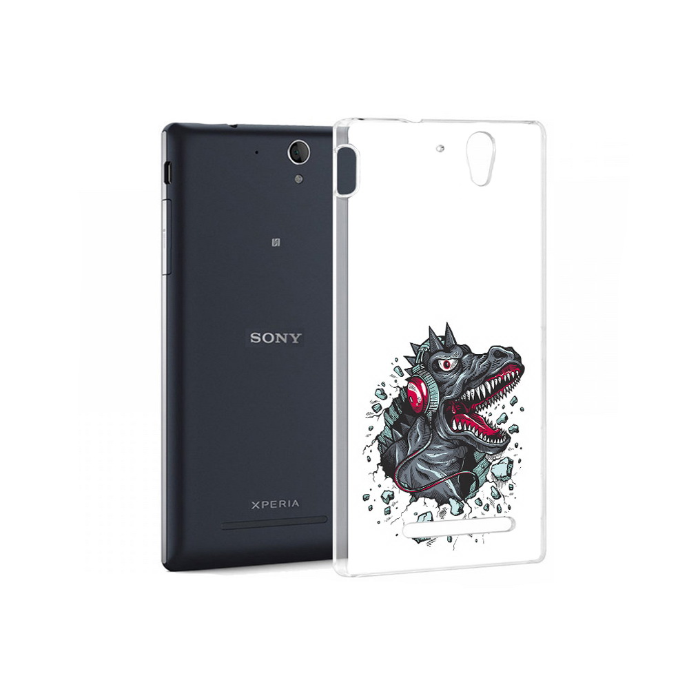 

Чехол MyPads Tocco для Sony Xperia C3 Нарисованный динозавр в наушниках (PT18760.251.124), Прозрачный, Tocco