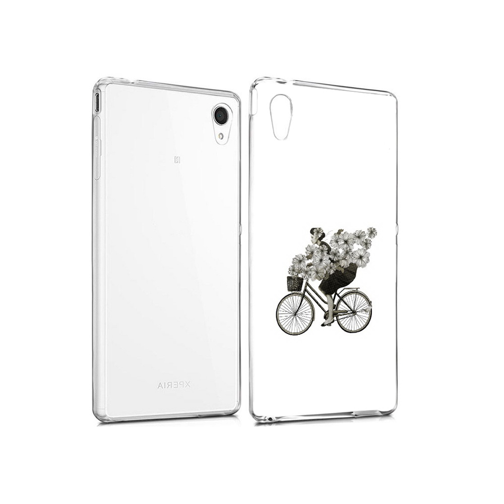 Чехол MyPads Tocco для Sony Xperia M4 Aqua девушка на велосипеде с цветами