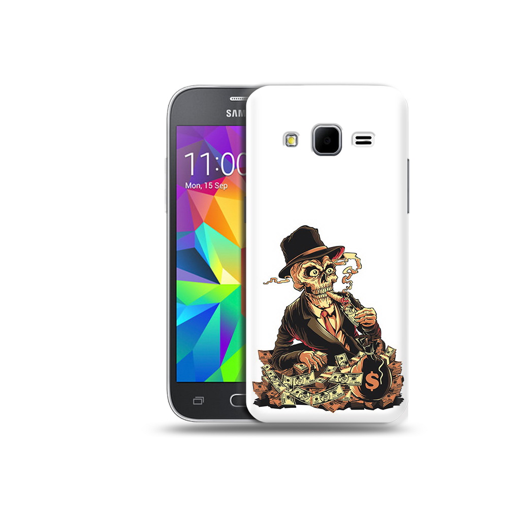 

Чехол MyPads Tocco для Samsung Galaxy Core Prime нарисованный череп с сигаретой, Прозрачный, Tocco