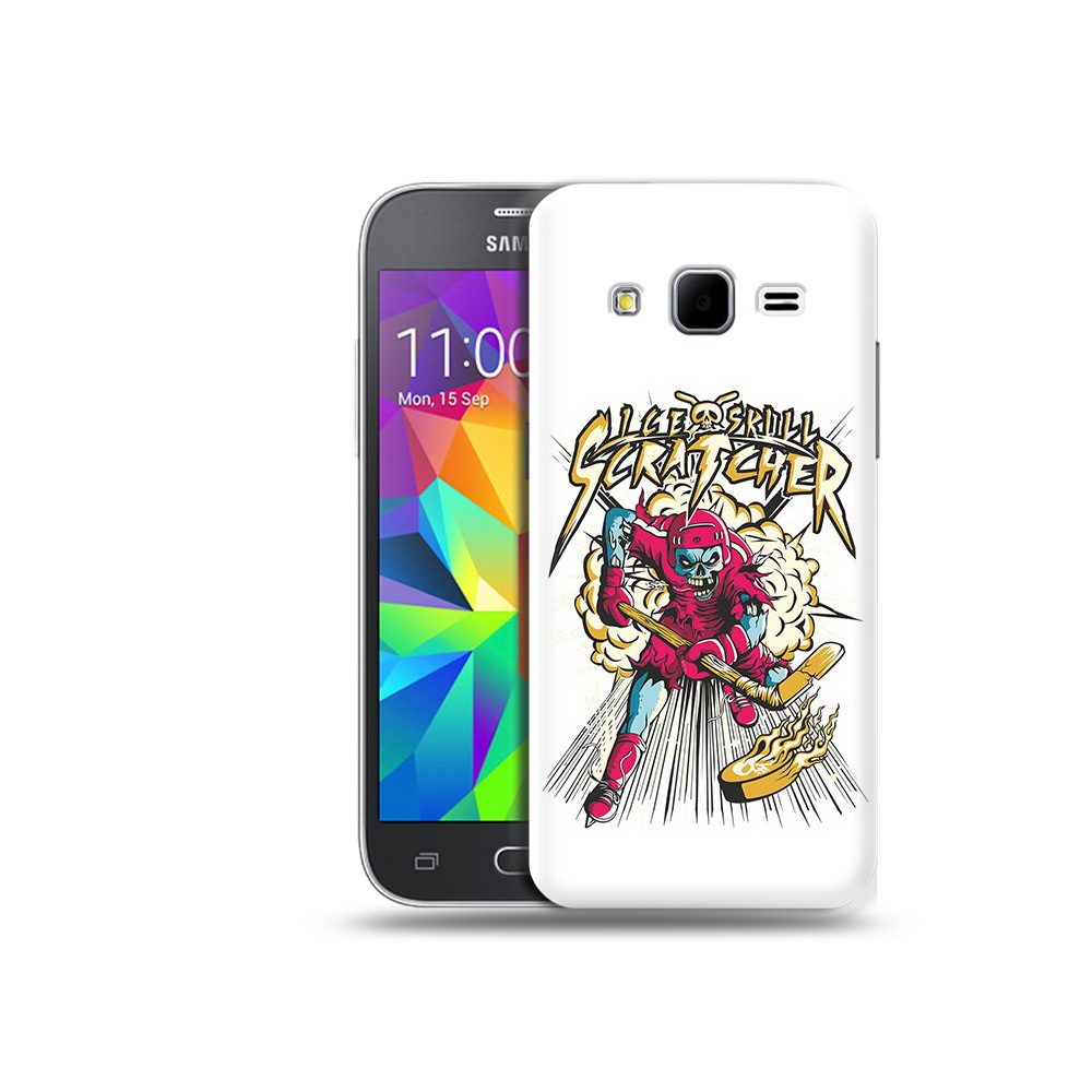 

Чехол MyPads Tocco для Samsung Galaxy Core Prime нарисованный скелет хоккеист, Прозрачный, Tocco