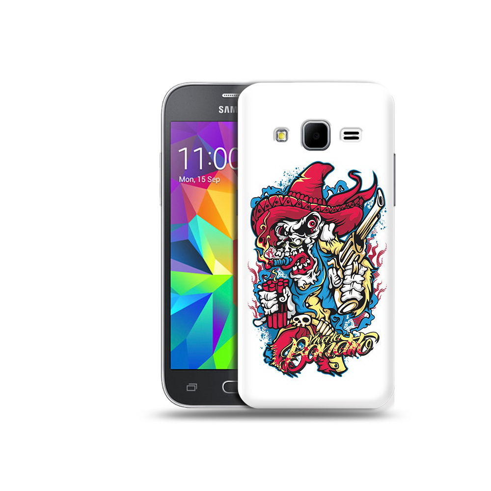 

Чехол MyPads Tocco для Samsung Galaxy Core Prime нарисованный скелет с писталетом, Прозрачный, Tocco