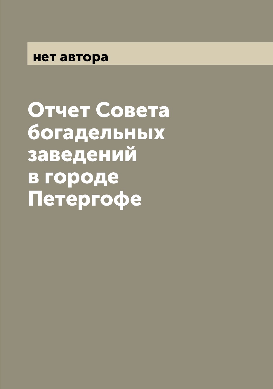 Книга Отчет Совета богадельных заведений в городе Петергофе