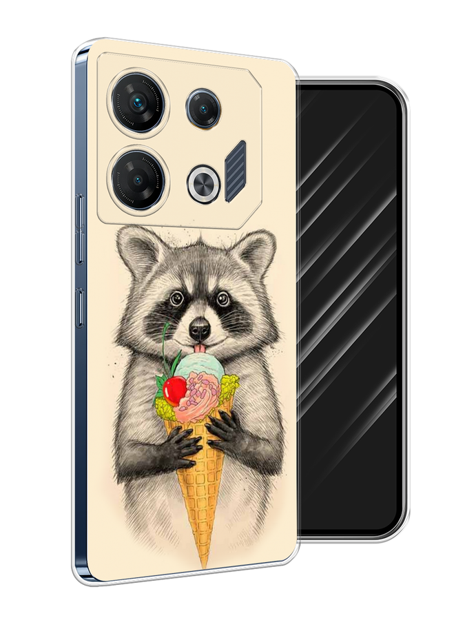 

Чехол Awog на Infinix GT 10 Pro "Енот с мороженым", Бежевый;серый, 3104850-1